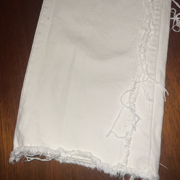 Source Unknown - WIDE-LEG FRAYED JEANS, IVORY - Size 6 - Picture 6 of 7